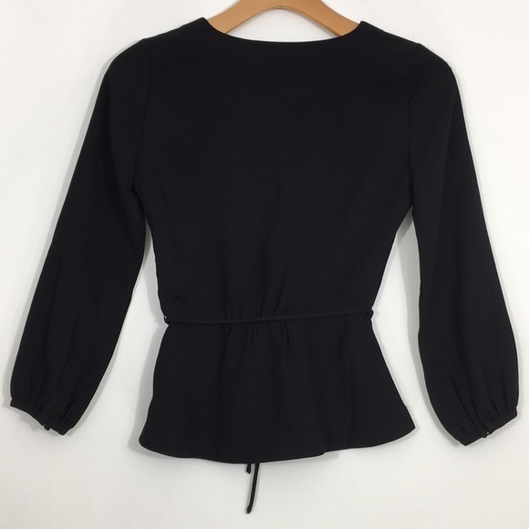 J Crew Black Drapy Faux Wrap Top Peplum Blouse - Picture 4 of 14